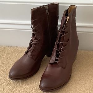 Frye lace up with side zip combat boots